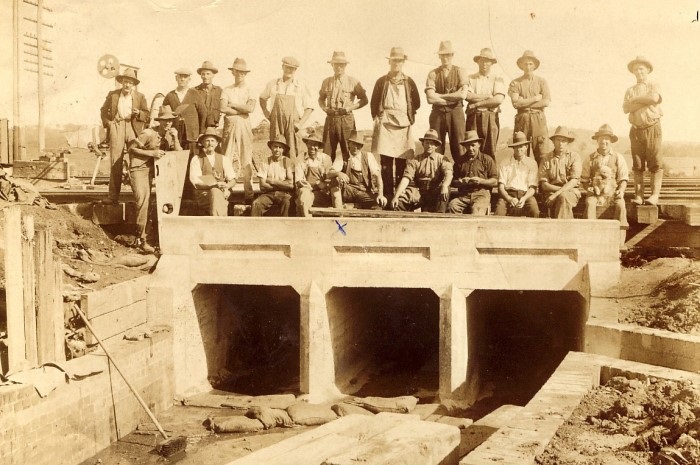 Unemployed men assisting with building projects during the Depression