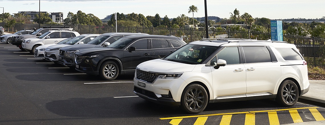 Cars parked in the car park at the Billabong Parklands