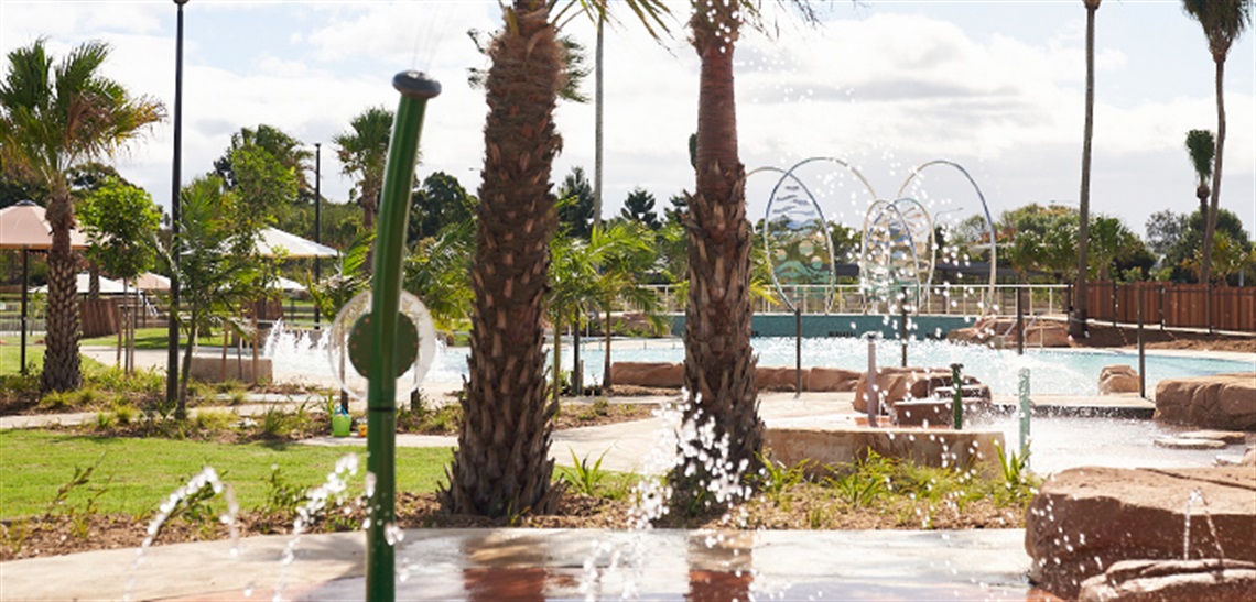 The splash play area in the Billabong Parklands