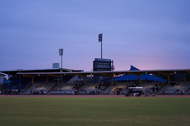 View of Campbelltown Athletics Centre at sunset