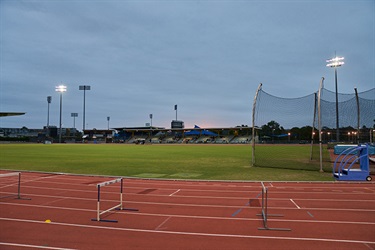 View of Campbelltown Athletics Centre in the evening