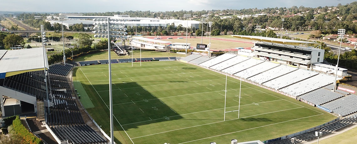 Aerial photo of Campbelltown Sports Stadium precinct