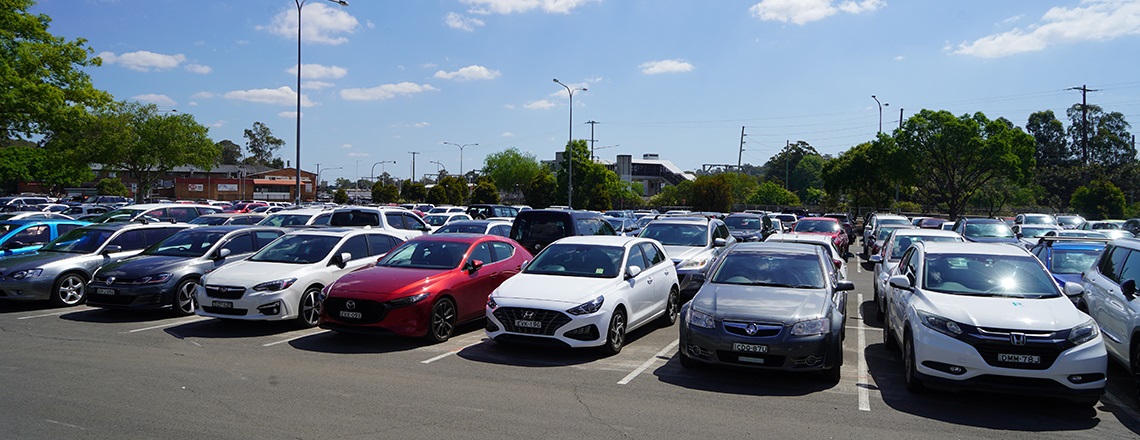 A photo of the commuter carpark at Campbelltown Sports Stadium