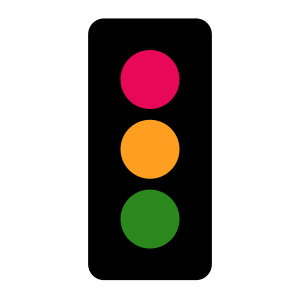 Traffic light legend with red orange and green circle